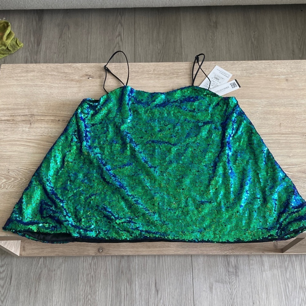 Sequin Green and Blue Women's Top